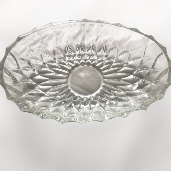 Meteor Western Germany 20cm Crystal Cut Oval Glass Bowl Platter - Picture 2 of 3